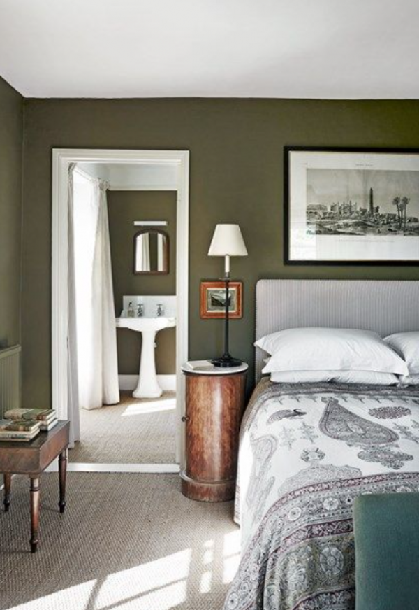 Dinding dengan warna hijau army